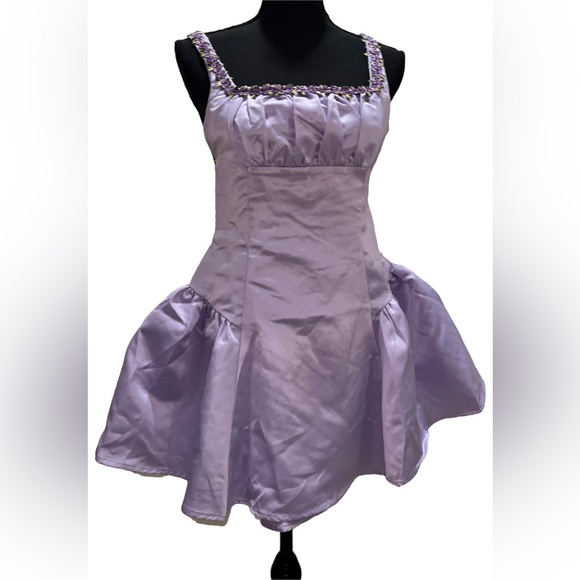 SUGAR THRILLZ Light Purple Satin Mini Dress - Picture 5 of 8